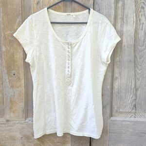 Rhinestone Button Henley T Shirt
